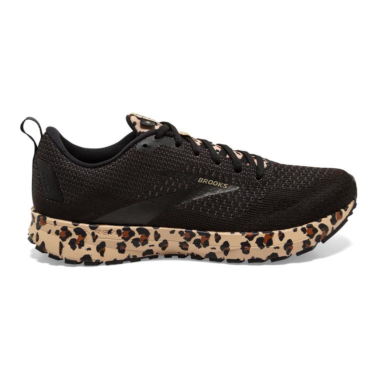 Brooks Women's Revel 4 Road Running Shoes - Black/Latte/Metallic/Leopard/Khaki (VXSA47120)